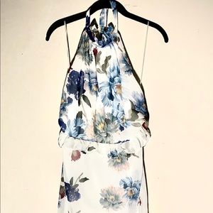 White Halter Open Back Dress